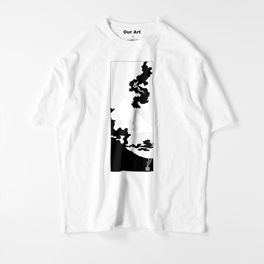 Dragon de fumée s'échappant du Mt Fuji (t-shirt blanc)