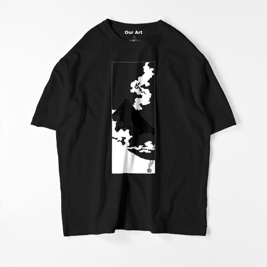 Dragon de fumée s'échappant du Mt Fuji (t-shirt noir)