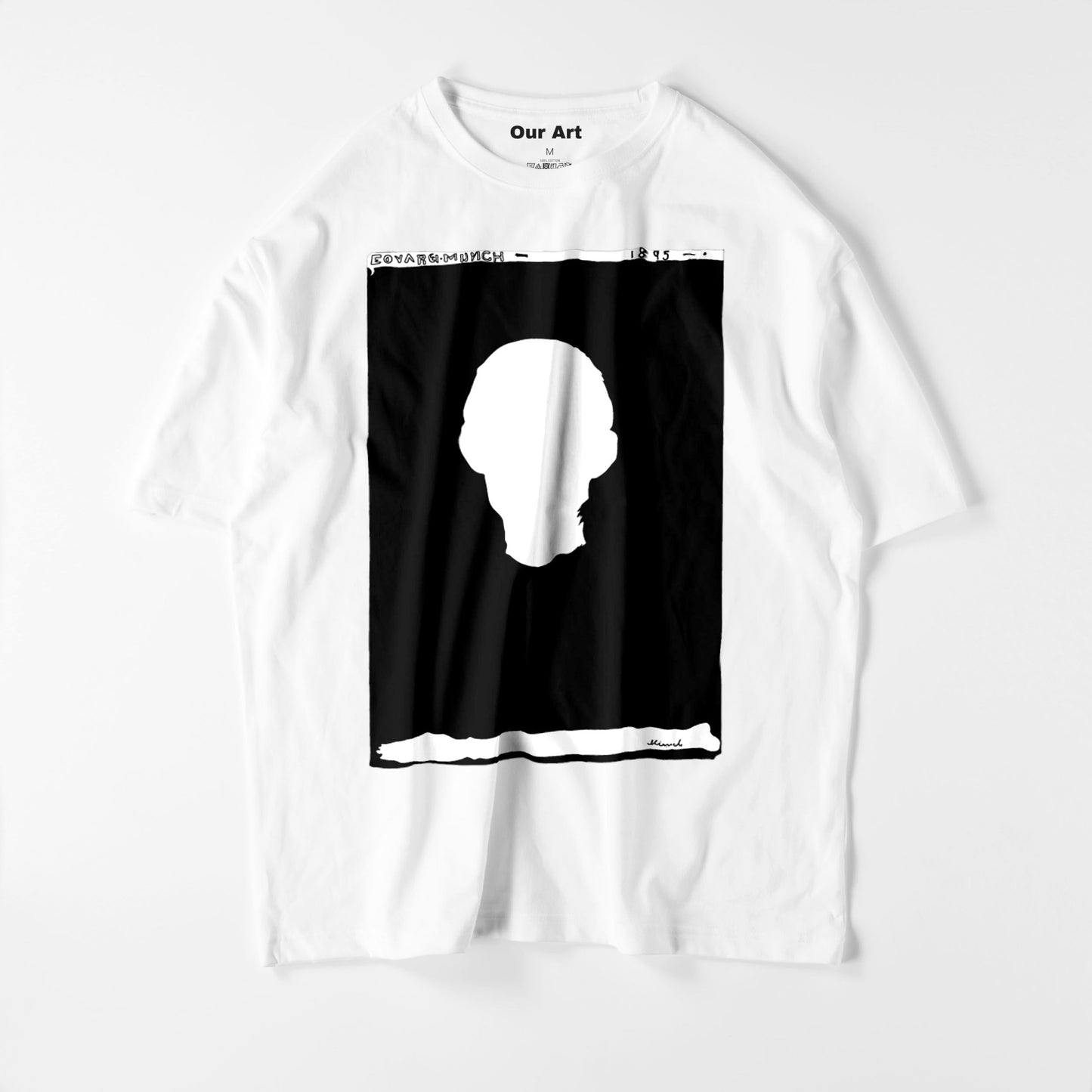 Autoportrait au bras de squelette (t-shirt blanc)